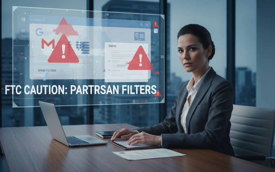 ftc chair warns google about gmail's 'partisan' anti-spam filters, raising concerns over potential bias in email filtering.